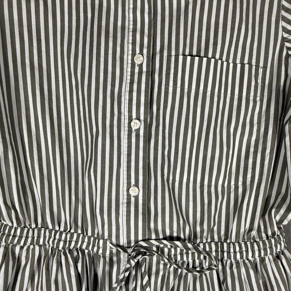 LOFT Striped Poplin Shirtdress Size 6 Tie Waist Mini Cotton - Picture 9 of 14